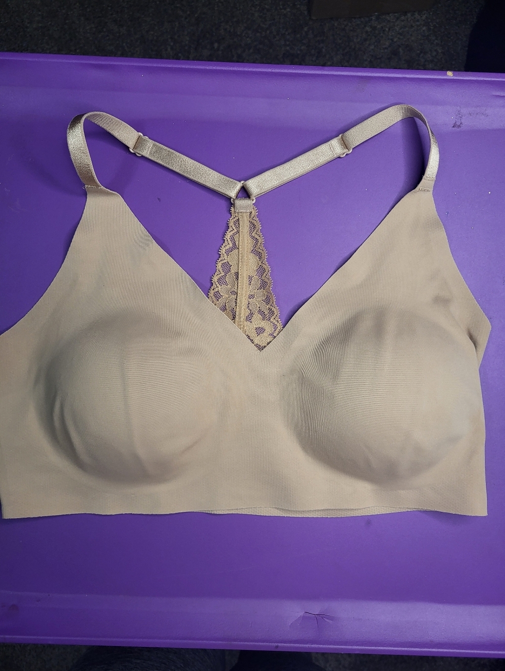 Victoria's Secret Nude Beige Wireless Lace-Back Bralette